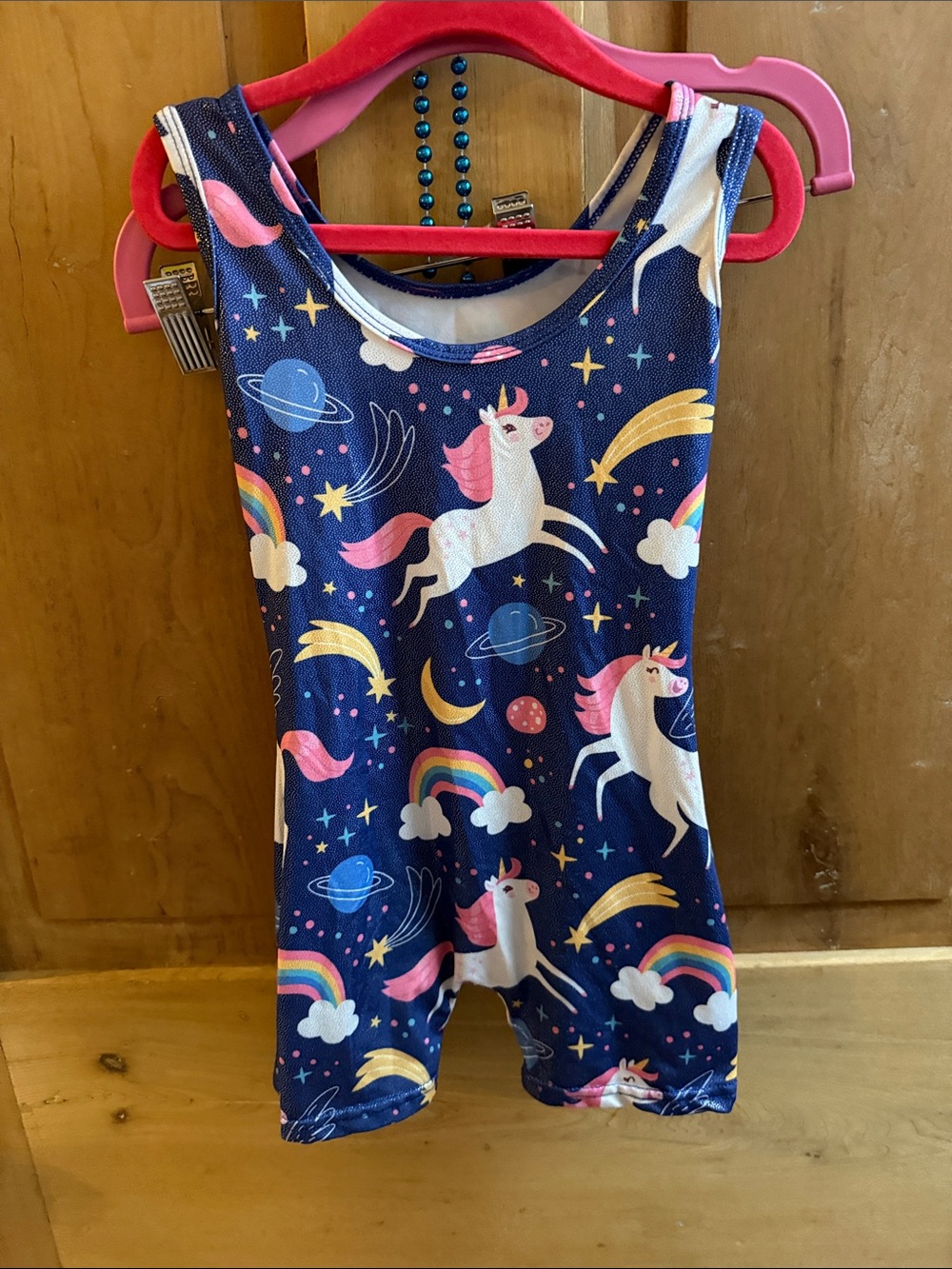 Girls Navy Unicorn Rainbow gymnastics Leo
